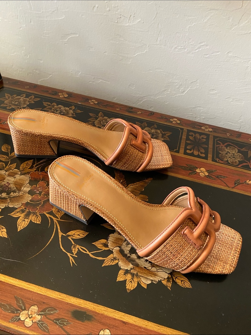 Sam Edelman Woven Straw Slide Heels in Tan - Picture 5 of 9
